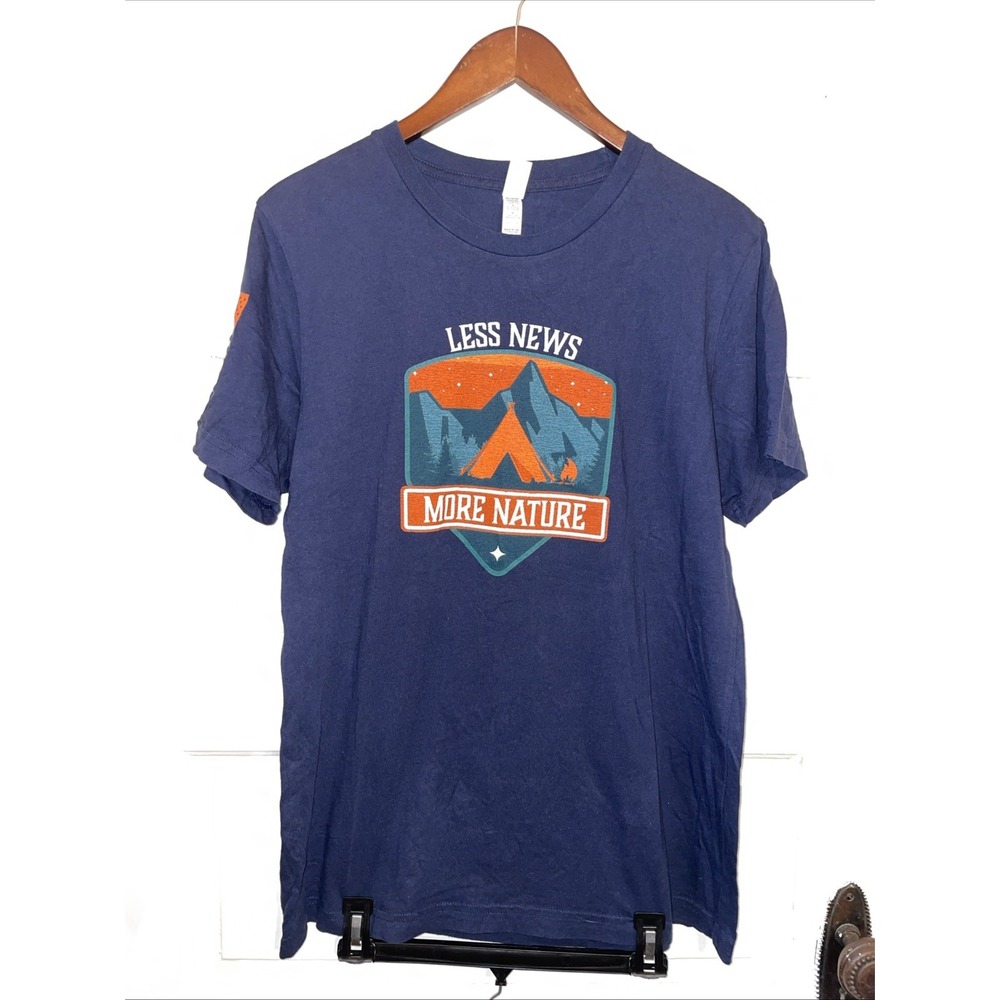 Nine Line Navy Blue T-shirt Less‎ News More Nature Medium